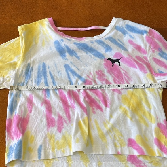 PINK Victoria's Secret Pink, Blue, Yellow, and White Tie-Dye Crop Top XS - Picture 11 of 13